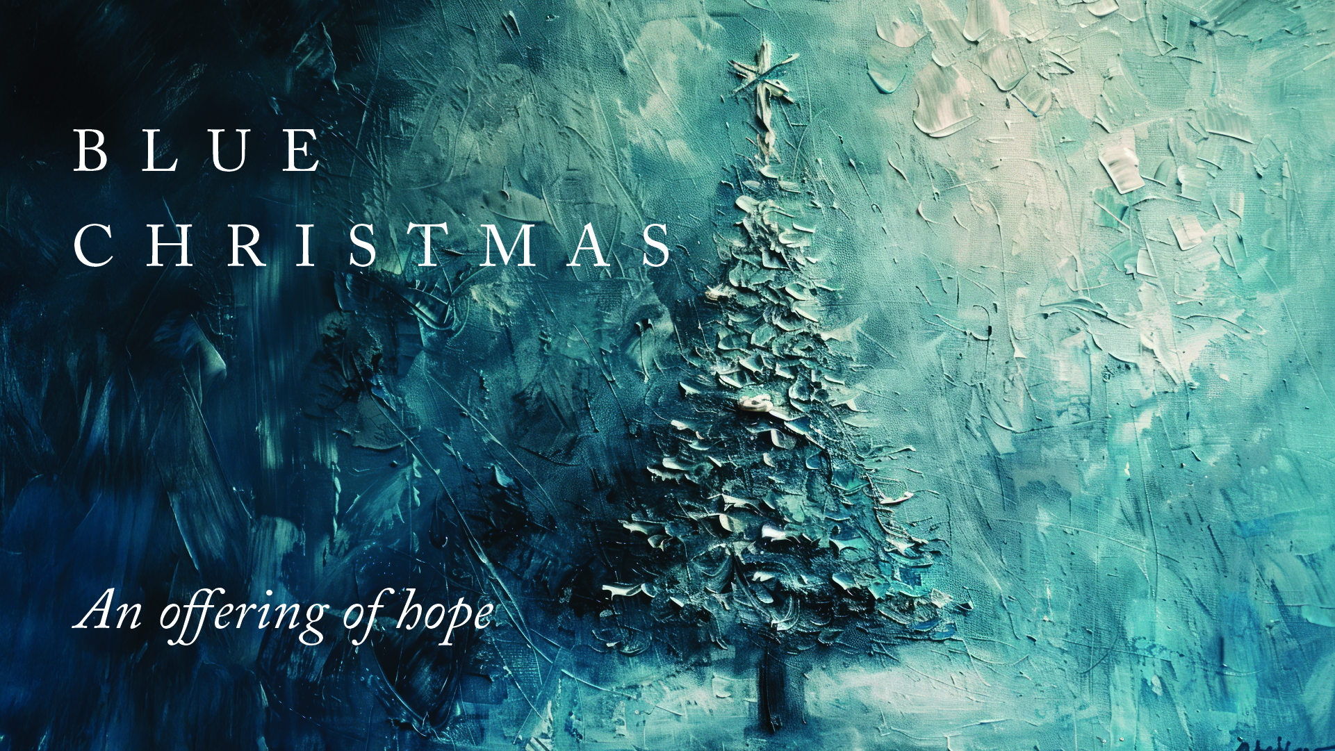 blue christmas_16x9 2024 Rembrandt's "Christ Crucified between the Two Thieves" with the words "Good Friday" overlaid.